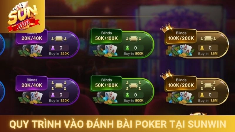 Poker Sunwin - Đấu Trí Căng Thẳng Tại Bàn Cược Texas Hold'em 2 Quy trình vào đánh bài Poker tại Sunwin
