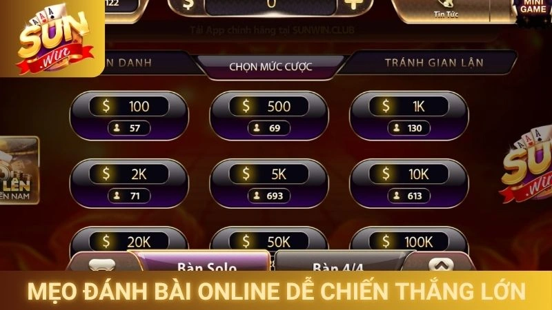 Tiến Lên Miền Nam Sunwin - Game Bài Quốc Dân Hấp Dẫn 2 Mẹo đánh bài online dễ chiến thắng lớn