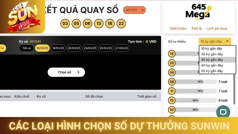 Xổ Số Sunwin - Lô Đề Online Với Tỷ Lệ Ăn Thưởng 1 Ăn 99 2 Các loại hình chọn số dự thưởng online trên Sunwin